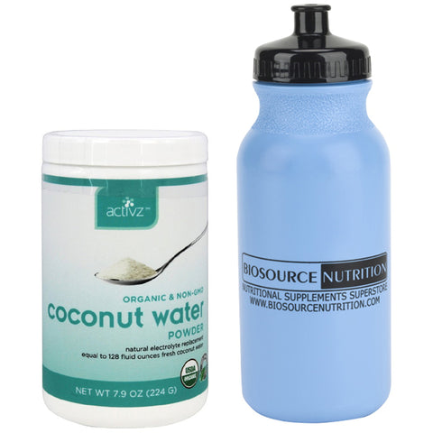 Food for Health Coconut Water Powder 7.9 oz (224 G) and Biosource Nutrition Water Bottle 20 oz. - Biosource Nutrition