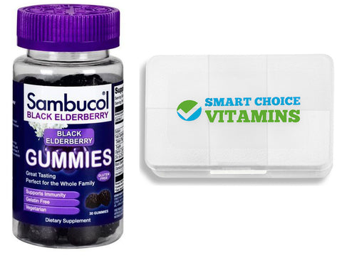 Sambucol Black Elderberry 30 Gummies and Smart Choice Vitamins Pocket Pill Box - Biosource Nutrition