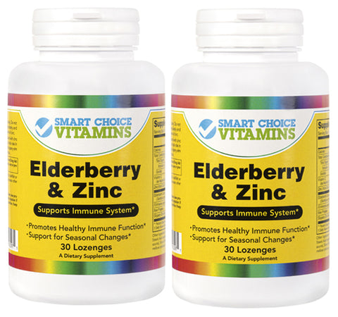 Smart Choice Vitamins Elderberry & Zinc 30 Lozenges (2 Pack)